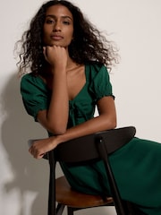 Apricot Green Tie Detail Milkmaid Midaxi Dress - Image 3 of 3