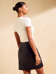 Friends Like These Black PU Ostrich Effect Mini Skirt - Image 4 of 5