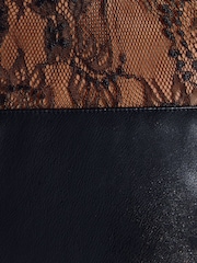 Friends Like These Black Faux Leather PU Lace Detail Maxi Dress - Image 6 of 6
