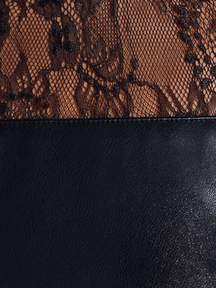 Friends Like These Black Faux Leather PU Lace Detail Maxi Dress - Image 6 of 6 Friends Like These Black Faux Leather PU Lace Detail Maxi Dress - Image 6 of 6