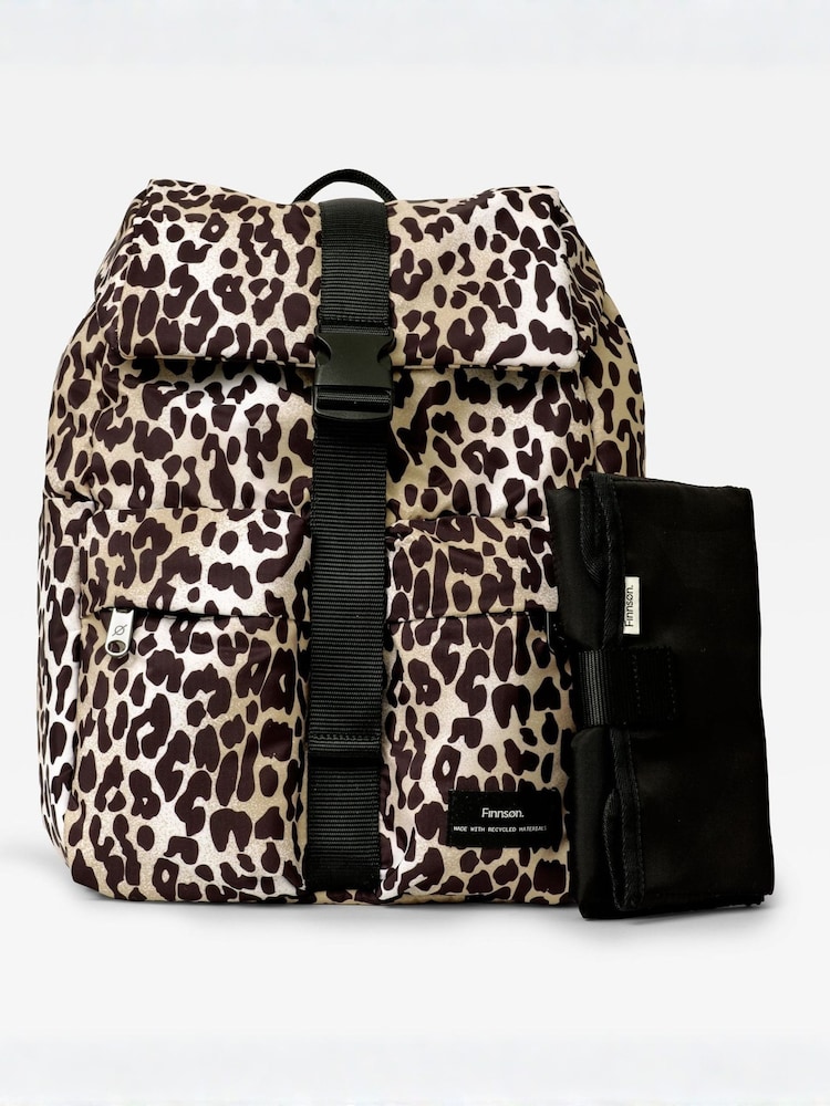 Finnson Leopard Print Elise Changing Bag Backpack With Mat - Image 2 of 7