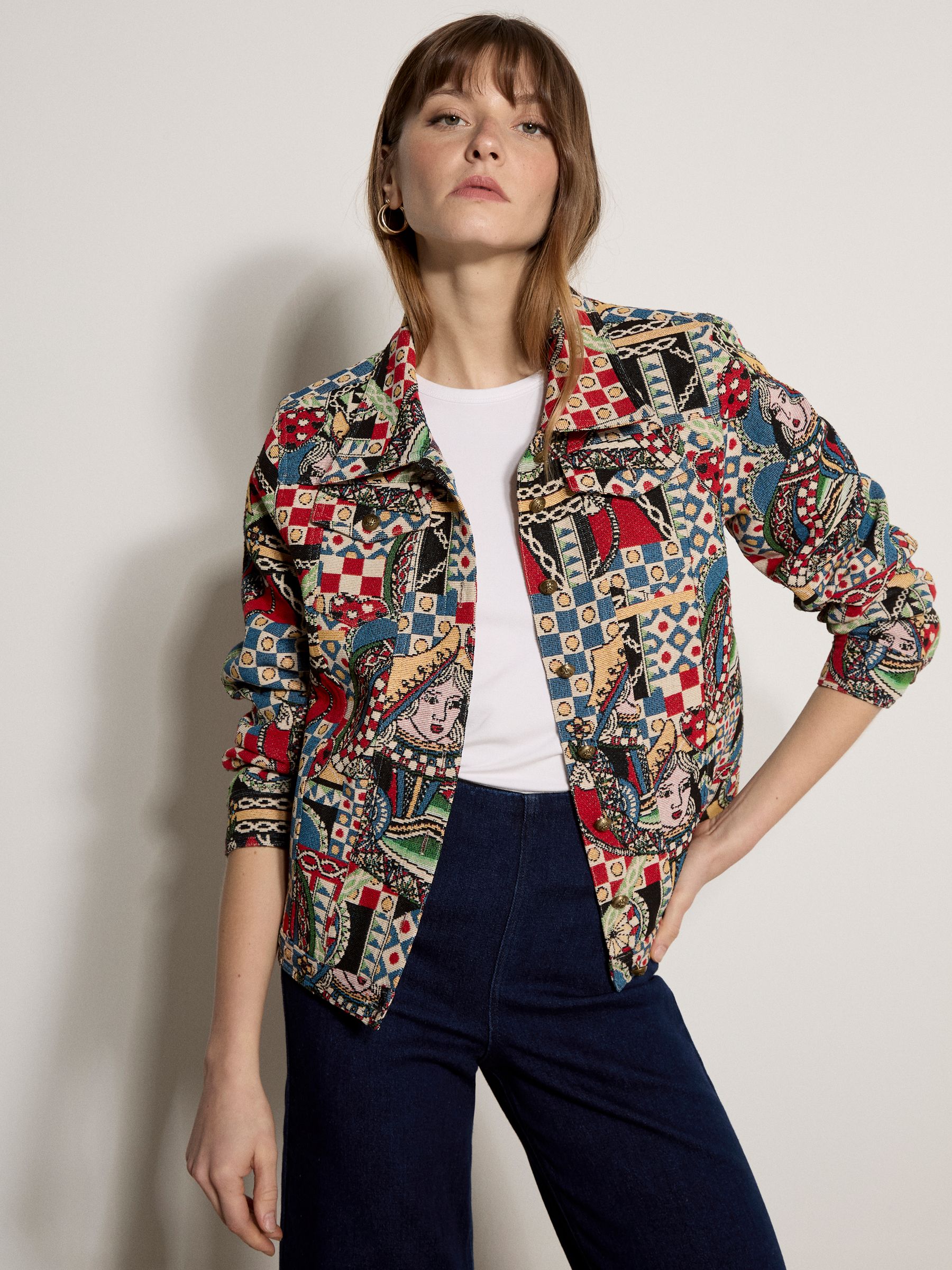 Buy Apricot Blue Novelty Card Pack Jacquard Jacket from the Next