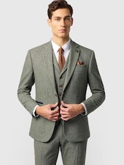 Zeleno - Jednoredno kopčanje - Antique Rogue Slim Fit Baxter Double Breasted Herringbone Tweed Jacket - Slika 1 od 4