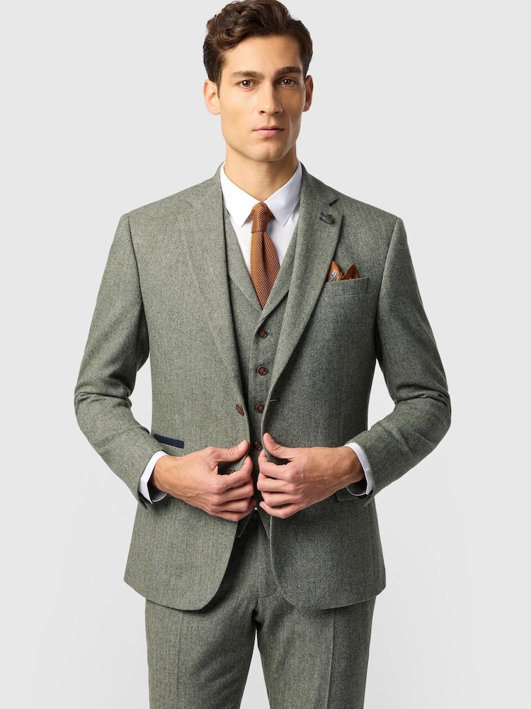 Zeleno - Jednoredno kopčanje - Antique Rogue Slim Fit Baxter Double Breasted Herringbone Tweed Jacket - Slika 1 od 4 Zeleno - Jednoredno kopčanje - Antique Rogue Slim Fit Baxter Double Breasted Herringbone Tweed Jacket - Slika 1 od 4