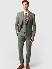 Zeleno - Jednoredno kopčanje - Antique Rogue Slim Fit Baxter Double Breasted Herringbone Tweed Jacket - Slika 2 od 4