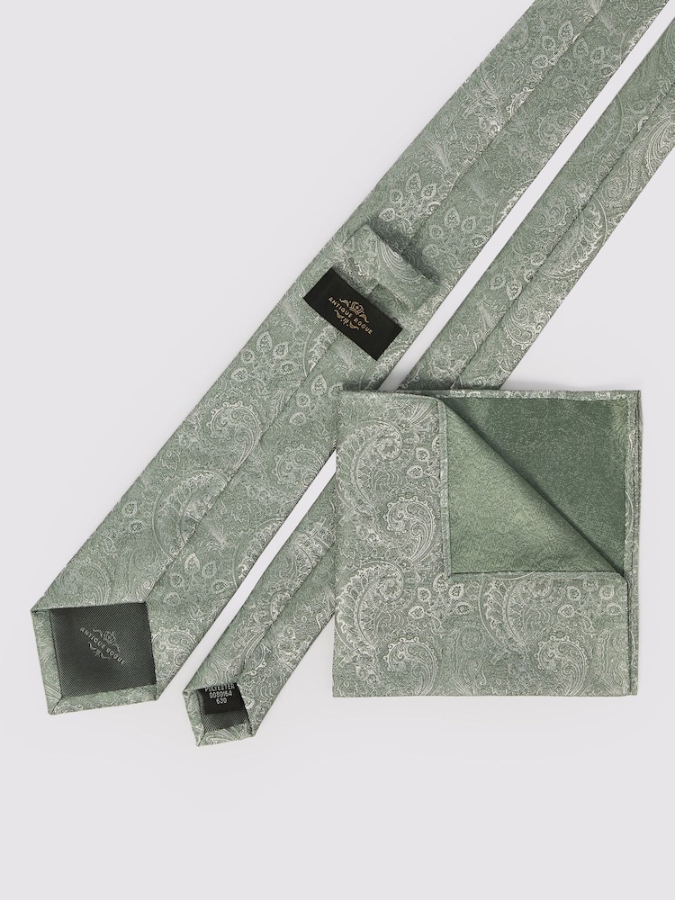 Antique Rogue Grey Paisley Wedding Tie 7Cm - Image 2 of 3