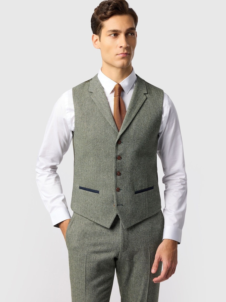 Antique Rogue Herringbone Waistcoat - תמונה 1 מתוך 2
