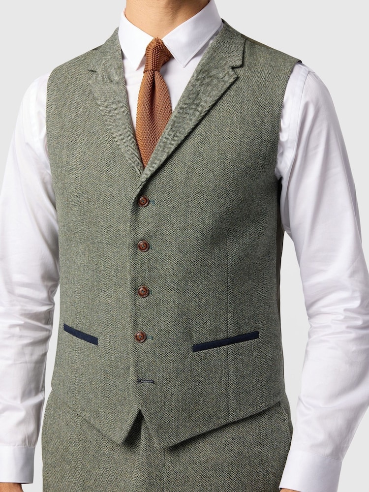 Antique Rogue Herringbone Waistcoat - תמונה 2 מתוך 2