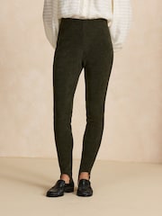 Khaki Green Corduroy Stirrup Leggings - Image 3 of 9