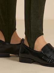 Khaki Green Corduroy Stirrup Leggings - Image 6 of 9