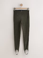 Khaki Green Corduroy Stirrup Leggings - Image 7 of 9