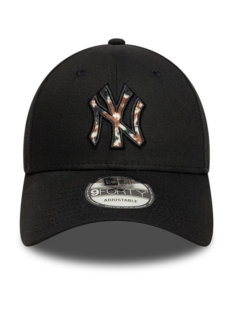 New Era Black Faux Deer Print Infill 9Forty New York Yankees Cap - Image 2 of 7