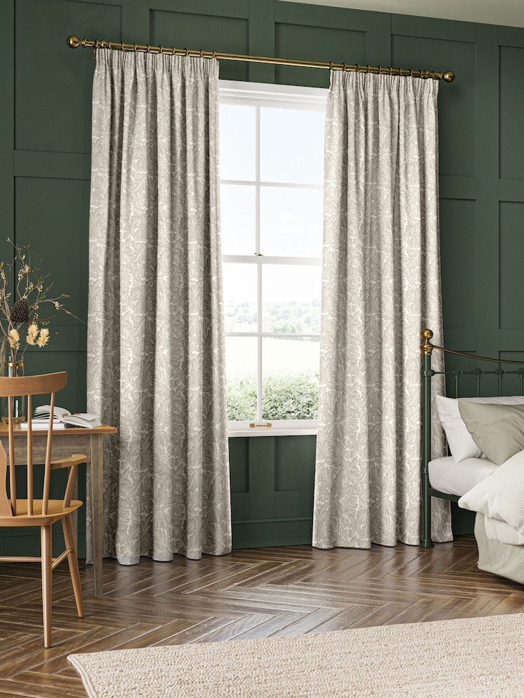 William Morris At Home Mist Acanthus Boucle Made to Measure Curtains - Image 2 of 6