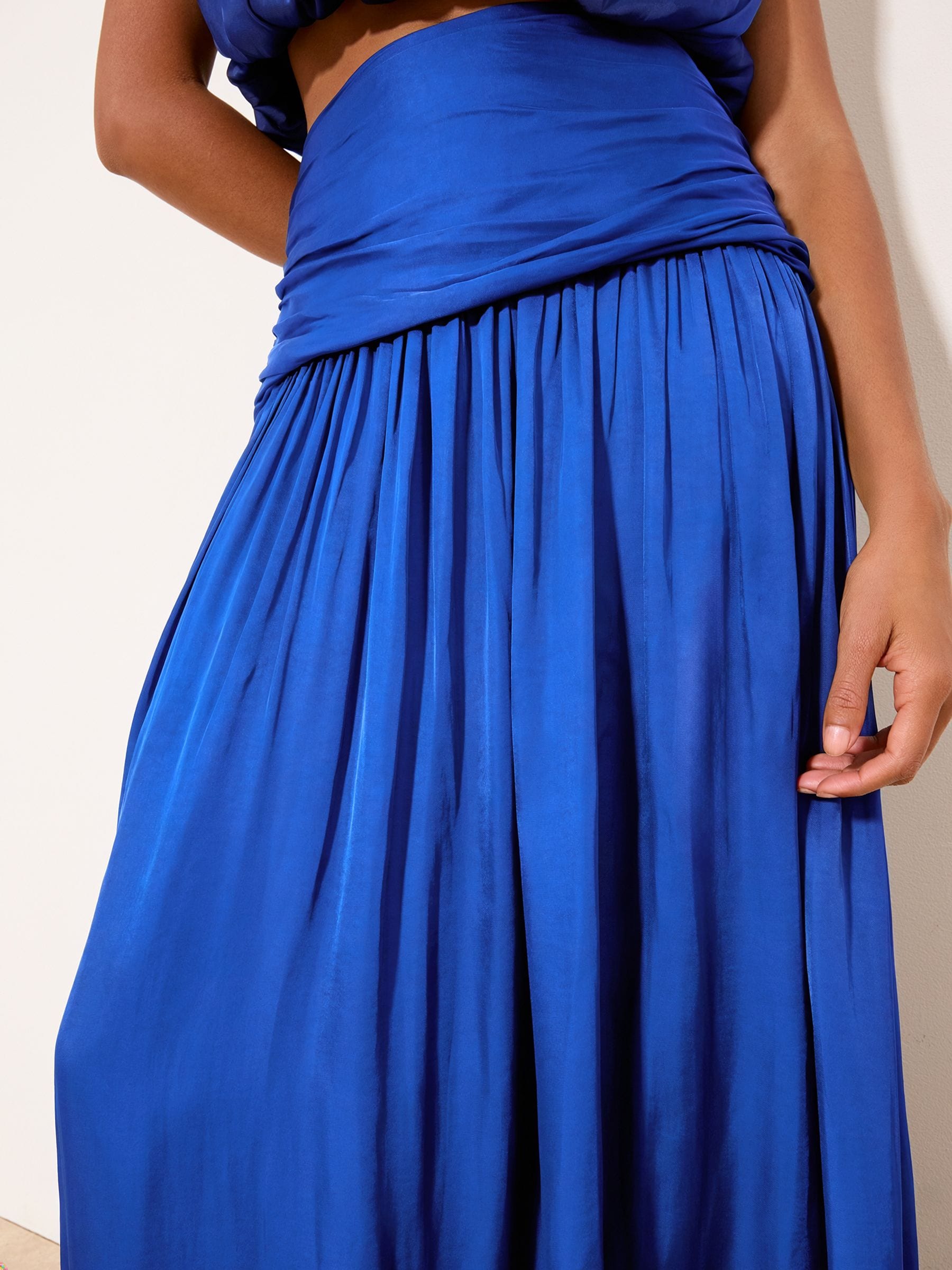 Buy Lipsy Cobalt Blue Satin Ruched Maxi Skirt from Next USA