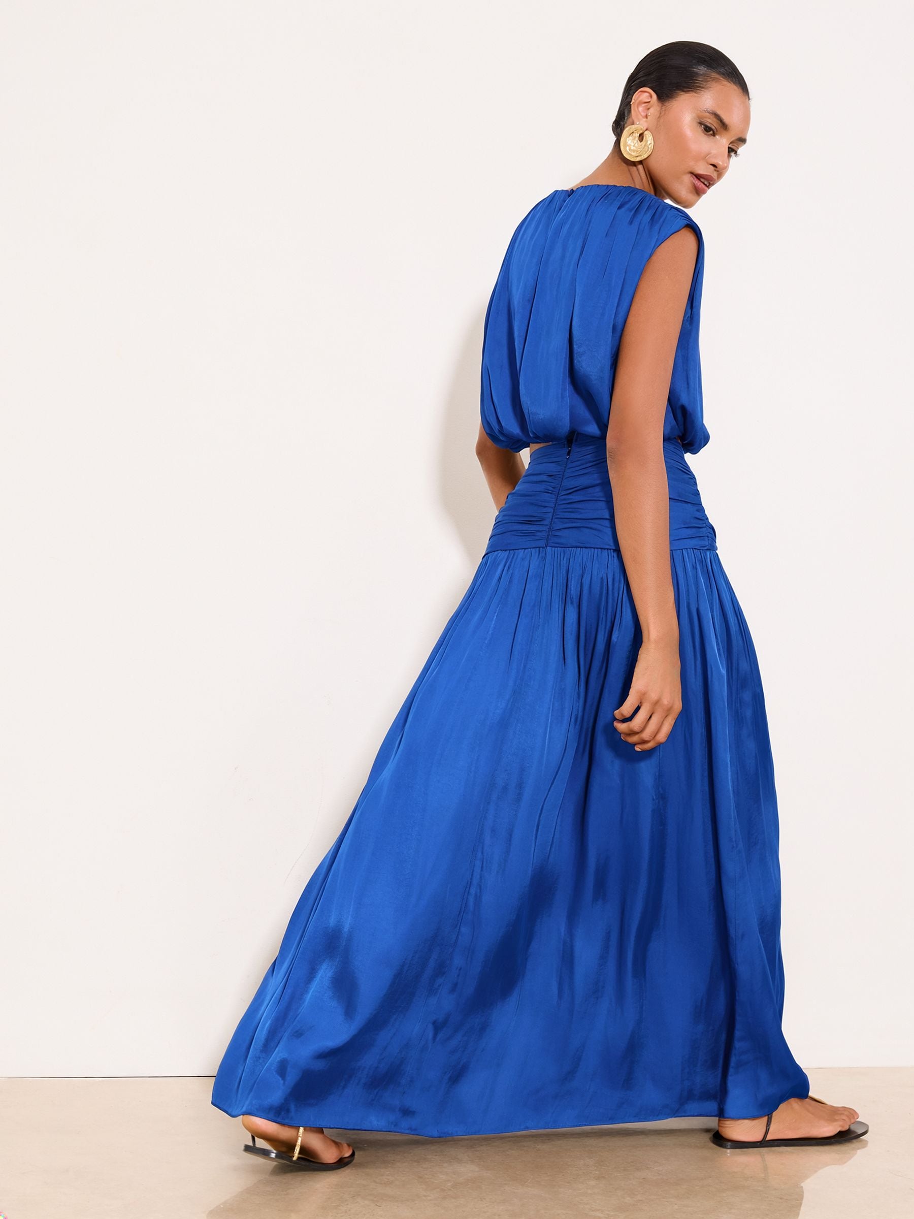 Buy Lipsy Cobalt Blue Satin Ruched Maxi Skirt from Next USA