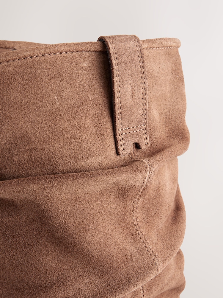Tan Brown Standard fit Forever Comfort® Suede Slouch Pull On Midi Leather Boots - Image 5 of 5 Tan Brown Standard fit Forever Comfort® Suede Slouch Pull On Midi Leather Boots - Image 5 of 5