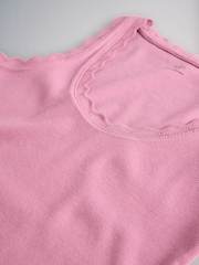 The Set 3 Pack Scallop Trim Ribbed Vests Burgundy Red/Pink/Cream - Image 11 of 11