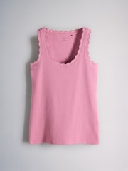 The Set 3 Pack Scallop Trim Ribbed Vests Burgundy Red/Pink/Cream - Image 7 of 11