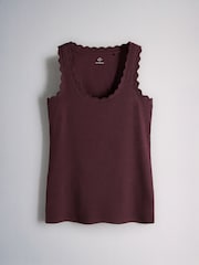 The Set 3 Pack Scallop Trim Ribbed Vests Burgundy Red/Pink/Cream - Image 9 of 11