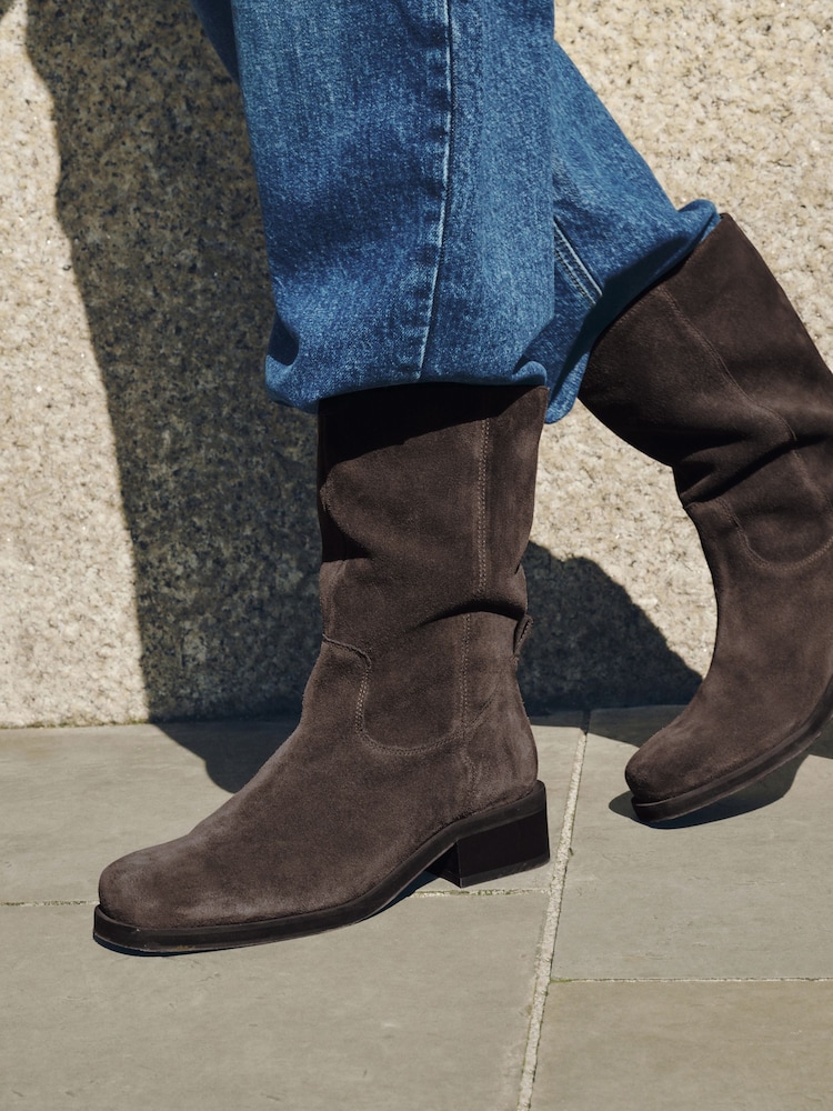 Chocolate Brown Standard fit Forever Comfort® Gaucho Midi Pull On Leather Boots - Image 1 of 12 Chocolate Brown Standard fit Forever Comfort® Gaucho Midi Pull On Leather Boots - Image 1 of 12