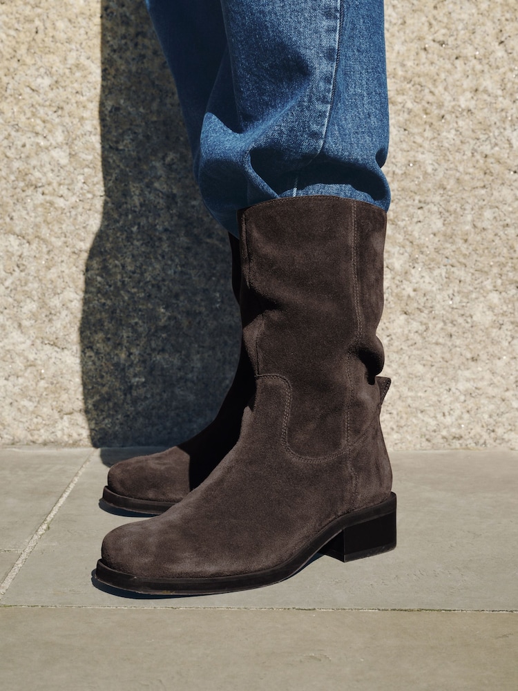 Chocolate Brown Standard fit Forever Comfort® Gaucho Midi Pull On Leather Boots - Image 2 of 12 Chocolate Brown Standard fit Forever Comfort® Gaucho Midi Pull On Leather Boots - Image 2 of 12