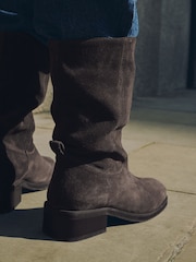 Chocolate Brown Standard fit Forever Comfort® Gaucho Midi Pull On Leather Boots - Image 7 of 12