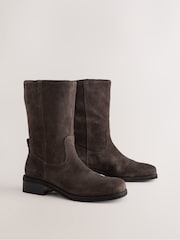 Chocolate Brown Standard fit Forever Comfort® Gaucho Midi Pull On Leather Boots - Image 9 of 12