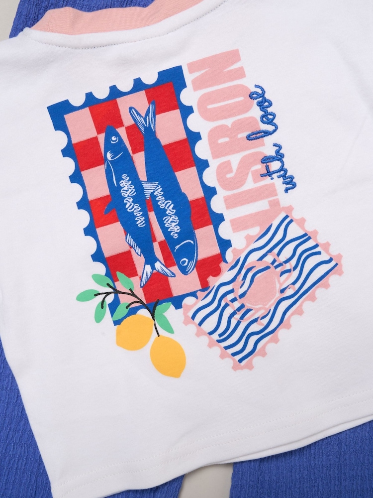 Miss Blue Lisbon Printed Ringer Tee And Wide-Leg Set - Image 2 of 5 Miss Blue Lisbon Printed Ringer Tee And Wide-Leg Set - Image 2 of 5