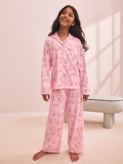 Pink Leapord Print Jersey Button Through Pyjamas (3-16yrs) - Image 1 of 4