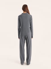 4th & Reckless Grey Liliana Lounge Rib Wide Leg Trousers Co-Ord - Image 2 of 4