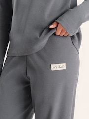 4th & Reckless Grey Liliana Lounge Rib Wide Leg Trousers Co-Ord - Image 4 of 4