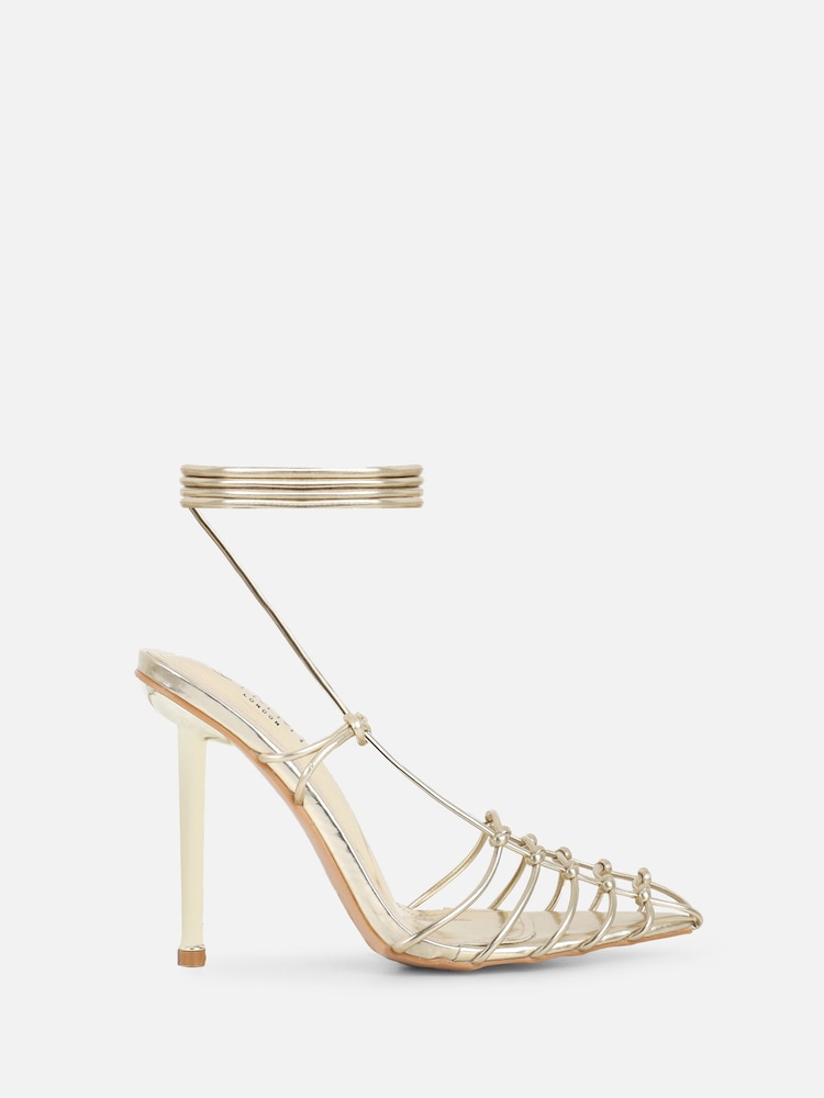 Simmi London Gold Giorgia Strappy Heeled Sandals - Image 2 of 4