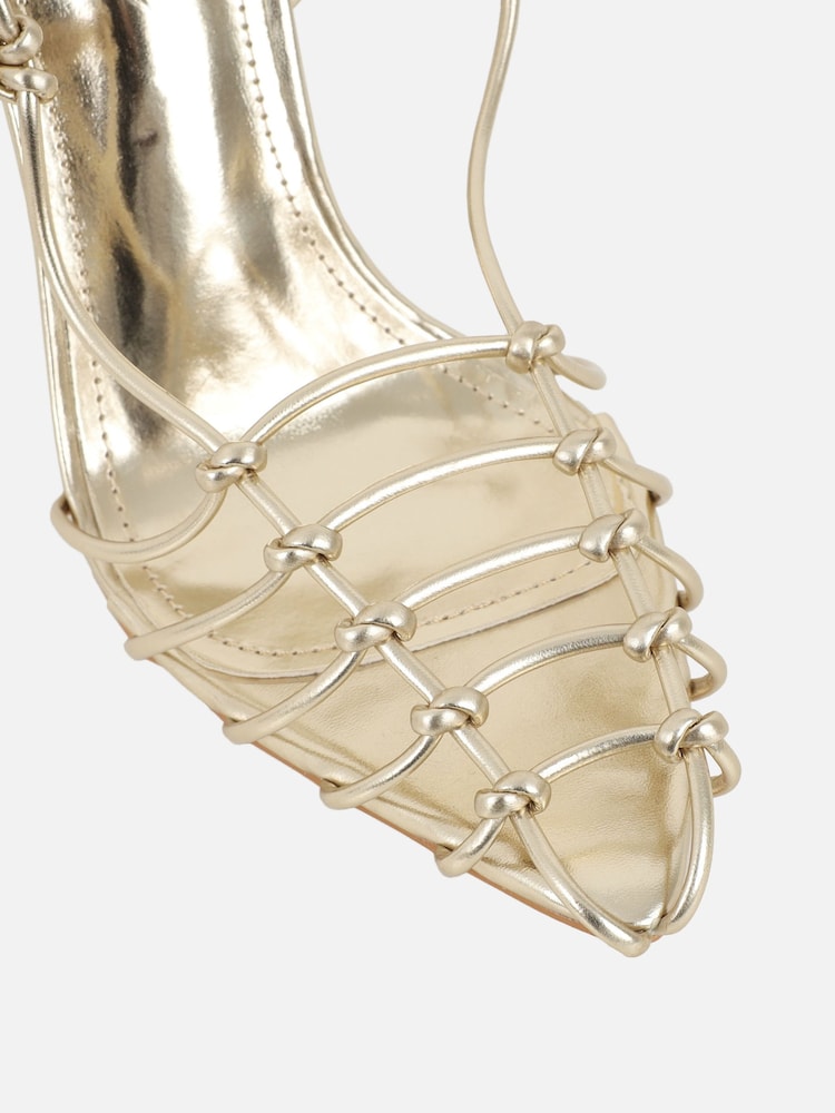 Simmi London Gold Giorgia Strappy Heeled Sandals - Image 4 of 4