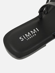 Simmi London Black Zina Gold Detail Toe Thong Flat Sandals - Image 4 of 4