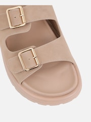 Simmi London Nude Jesselyn Buckle Strap Chunky Footbed Slides - Image 4 of 4