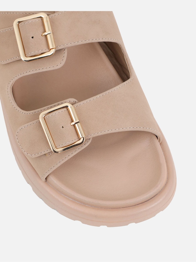 Simmi London Nude Jesselyn Buckle Strap Chunky Footbed Slides - Image 4 of 4