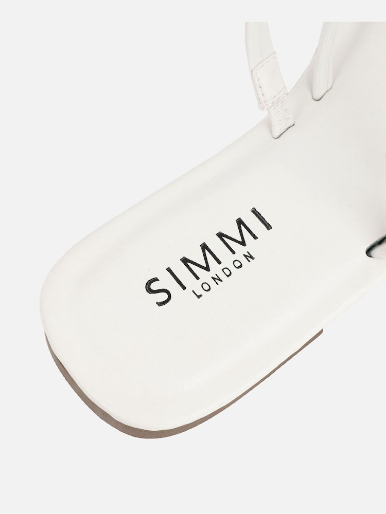 أبيض - Simmi London Zina Detail Toe Thong Flat Sandals - Image 4 of 4