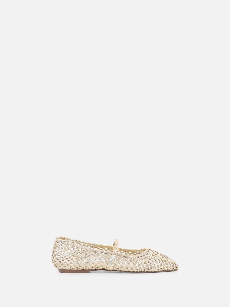 Simmi London Gold Cecilia Woven Ballerina Flats - Image 2 of 4 Simmi London Gold Cecilia Woven Ballerina Flats - Image 2 of 4