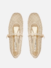 Simmi London Gold Cecilia Woven Ballerina Flats - Image 3 of 4