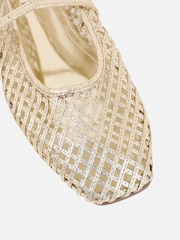 Simmi London Gold Cecilia Woven Ballerina Flats - Image 4 of 4