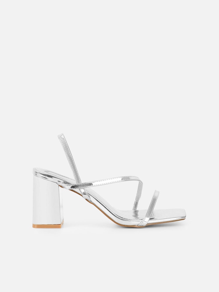 Simmi London Silver Manzi Slingback Block Heeled Sandals - Image 2 of 4
