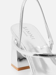 Simmi London Silver Manzi Slingback Block Heeled Sandals - Image 4 of 4