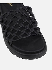 Negru - Simmi London Luna Woven Flat Sandals - Imaginea 4 din 4