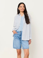 FatFace Bessie Blue Petite Stripe Shirt - Image 1 of 5