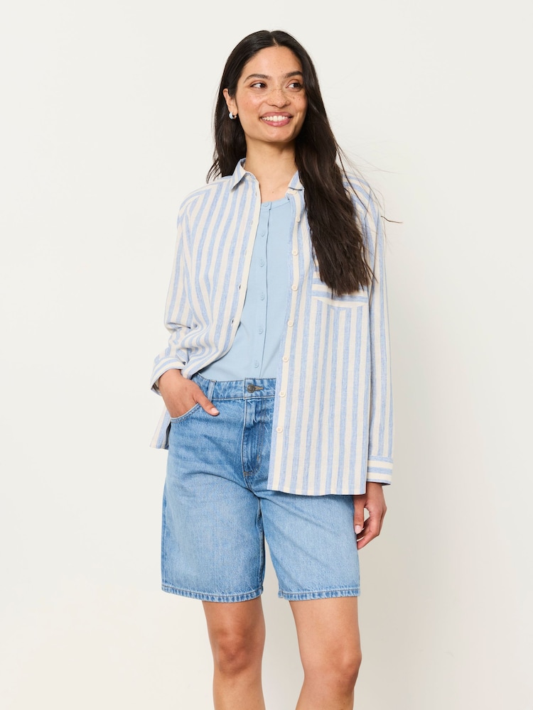 FatFace Bessie Blue Petite Stripe Shirt - Image 1 of 5 FatFace Bessie Blue Petite Stripe Shirt - Image 1 of 5