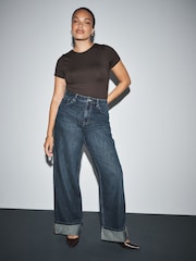 Dark Blue Boyfriend Turn Up Jeans - Image 1 of 5