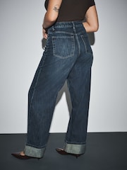 Dark Blue Boyfriend Turn Up Jeans - Image 3 of 5