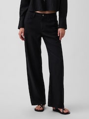 Gap Black Linen-Cotton Wide-Leg Trousers - Image 1 of 4