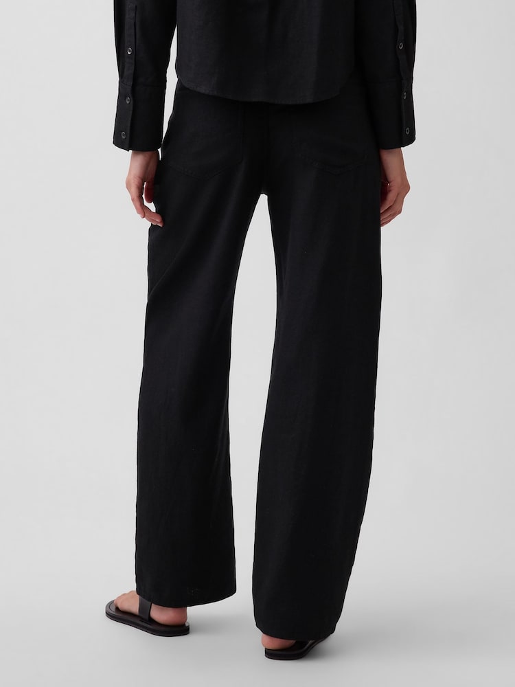 Gap Black Linen-Cotton Wide-Leg Trousers - Image 2 of 4 Gap Black Linen-Cotton Wide-Leg Trousers - Image 2 of 4