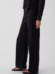 Gap Black Linen-Cotton Wide-Leg Trousers - Image 3 of 4